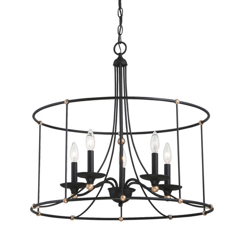 Westchester County Five Light Chandelier in Sand Coal w/Skyline Gold Leaf (7|1047677)