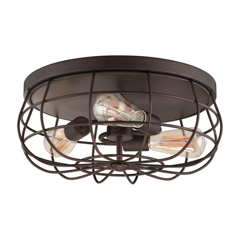 Neo-Industrial Three Light Flushmount in Rubbed Bronze (59|5323RBZ)