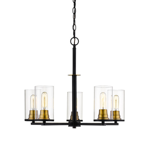 Pasadena Five Light Chandelier in Matte Black/Heirloom Bronze (59|3485MBHBZ)