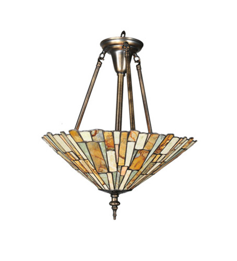 Delta Three Light Semi-Flushmount in Antique Brass (57|99681)