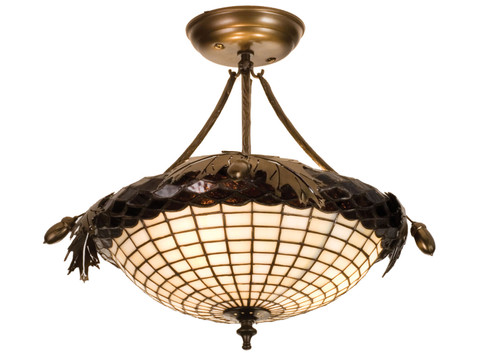 Greenbriar Oak Three Light Semi-Flushmount in Antique Copper (57|98965)
