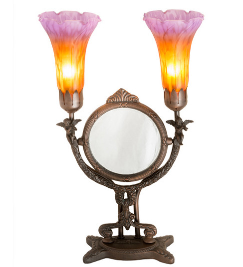 Amber/Purple Pond Lily Accent Lamp in Mahogany Bronze (57|98442)