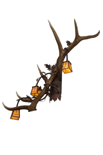 Antlers Three Light Wall Sconce in Wrought Iron On Rust (57|82834)