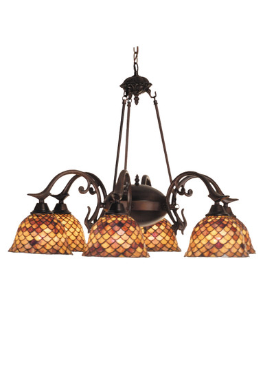 Tiffany Fishscale Six Light Chandelier in Mahogany Bronze (57|81860)