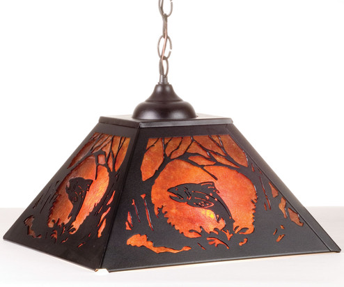Leaping Trout Two Light Pendant in Textured Black (57|74031)