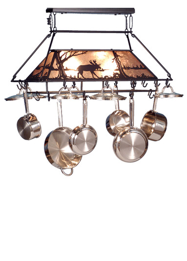 Moose At Lake Two Light Pot Rack in Black Metal (57|73371)