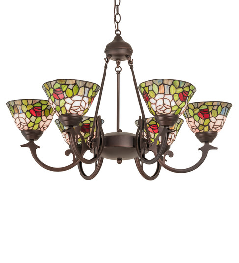 Tiffany Rosebush Six Light Chandelier in Mahogany Bronze (57|72651)
