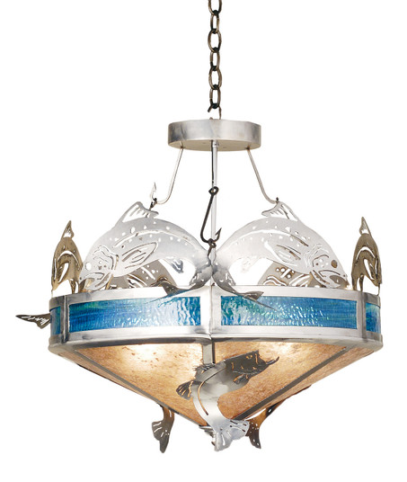 Catch Of The Day Four Light Pendant in Industrial Steel Powder Coat (57|68165)