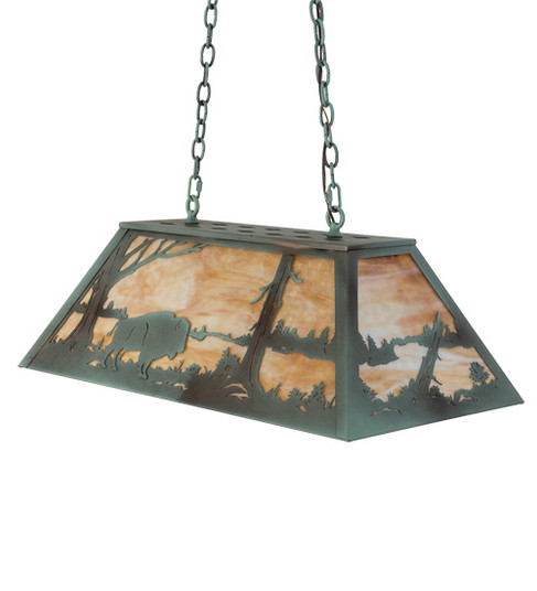 Buffalo Six Light Oblong Pendant in Antique Copper,Verdigris (57|67748)