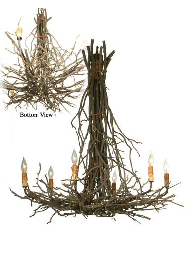 Twigs Six Light Chandelier in Natural Wood,Mahogany Bronze (57|67729)