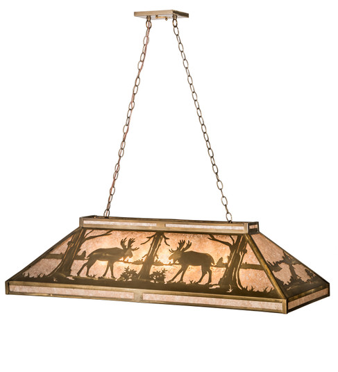 Moose At Lake Seven Light Oblong Pendant in Antique Copper (57|65098)