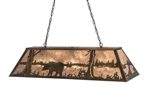 Bear At Lake Six Light Oblong Pendant in Antique Copper (57|51510)