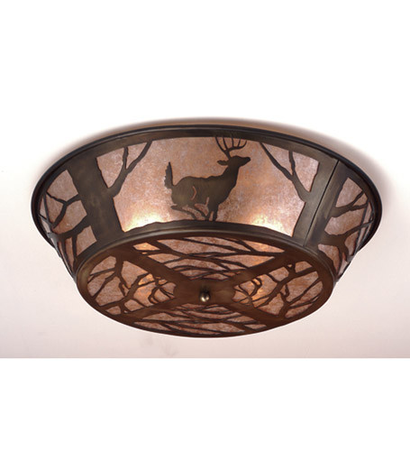 Deer On The Loose Four Light Flushmount in Antique Copper (57|51233)