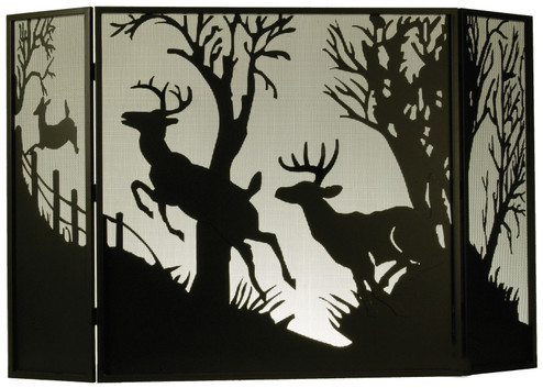 Deer On The Loose Fireplace Screen in Black Metal (57|50971)