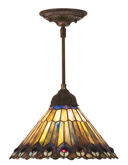 Tiffany Jeweled Peacock One Light Pendant in Green/Blue Purple/Blue Purple/Blue Purple (57|48926)