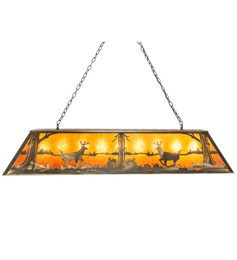 Deer At Lake Nine Light Oblong Pendant in Antique Copper (57|48172)