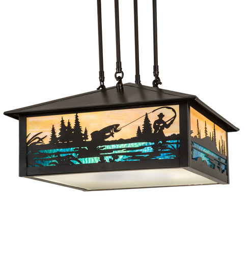 Fly Fishing Creek Three Light Pendant in Craftsman Brown (57|38683)