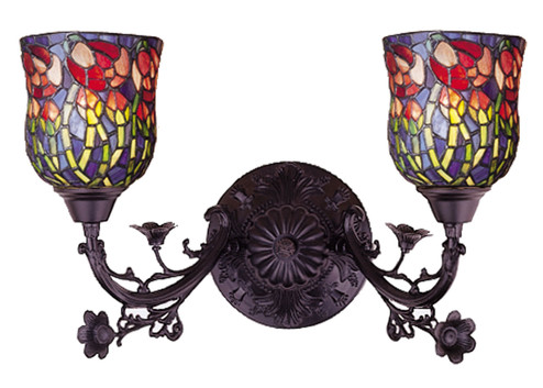 Red Rosebud Two Light Wall Sconce in Bronze (57|36911)