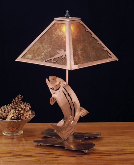 Leaping Trout Two Light Table Lamp in Antique Copper (57|32532)