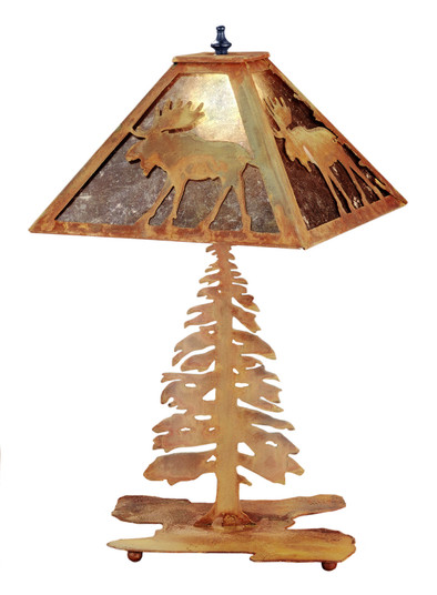 Lone Moose Two Light Table Lamp in Hand Painted Rust Rust (57|32527)