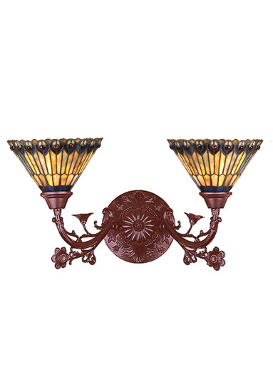Tiffany Jeweled Peacock Two Light Wall Sconce in Antique,Bronze (57|31971)