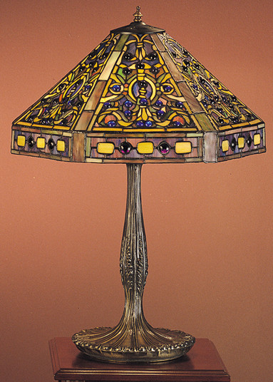 Tiffany Elizabethan Three Light Table Lamp in Mahogany Bronze (57|31117)