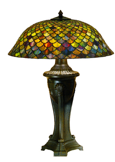 Tiffany Fishscale Three Light Table Lamp in Mahogany Bronze (57|31115)