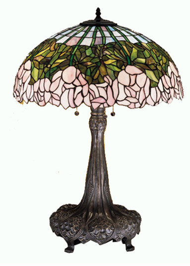 Tiffany Cabbage Rose Three Light Table Lamp in Mahogany Bronze (57|30513)