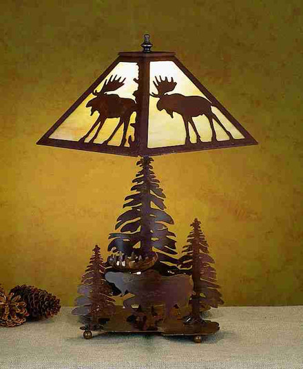 Lone Moose Two Light Table Lamp in Rust Rust (57|29575)