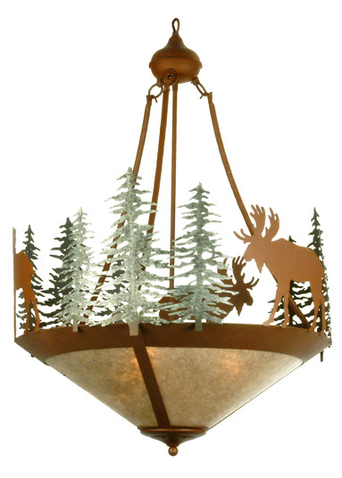 Wandering Moose Three Light Inverted Pendant in Rust/Green Trees (57|29524)