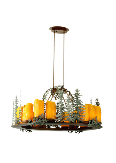 Tall Pines 14 Light Chandelier in Rust/Green Trees & Leaves (57|29523)