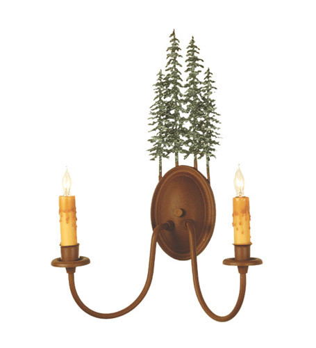 Tall Pines Two Light Wall Sconce in Rust/Green Trees (57|29463)