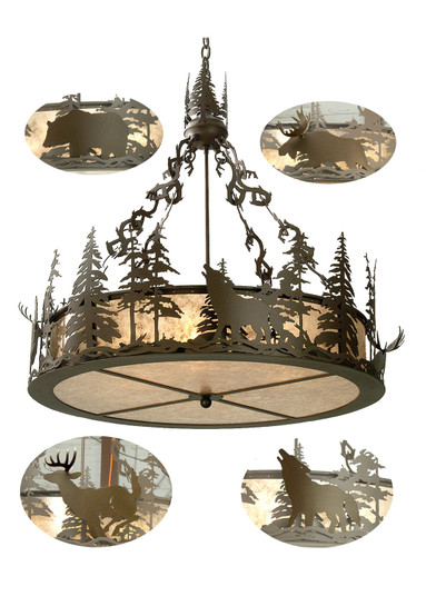 Wildlife at Dusk Four Light Inverted Pendant in Cafe Noir (57|28711)