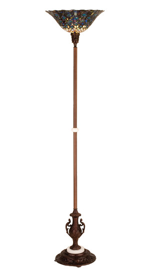 Tiffany Peacock Feather One Light Torchiere in Mahogany Bronze (57|28505)