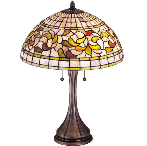 Tiffany Turning Leaf Two Light Table Lamp in Mahogany Bronze (57|27824)