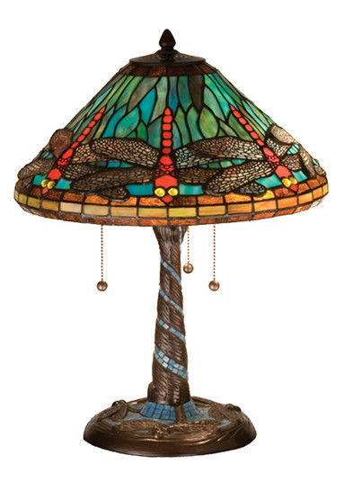 Tiffany Dragonfly Three Light Table Lamp in Mahogany Bronze (57|26682)