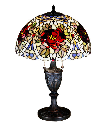 Renaissance Rose Two Light Table Lamp in Beige Burgundy Ca (57|26674)