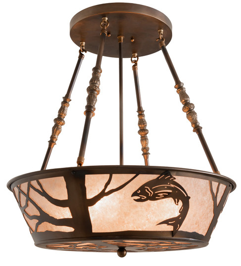 Leaping Trout Four Light Semi-Flushmount in Light Burnished Antique Copper (57|259256)