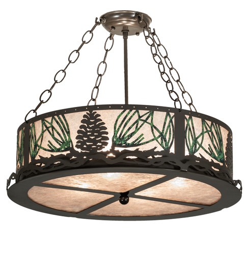 Mountain Pine Four Light Semi-Flushmount in Timeless Bronze/Green Needles (57|254835)