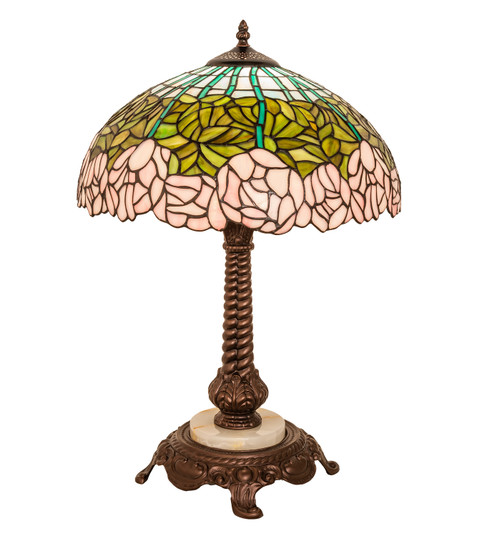 Tiffany Cabbage Rose One Light Table Lamp in Mahogany Bronze (57|251964)
