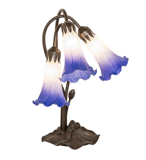 Blue/White Pond Lily Three Light Table Lamp in Mahogany Bronze (57|251859)