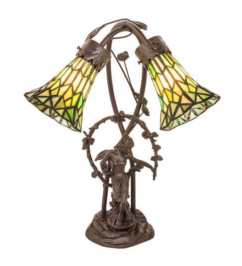 Stained Glass Pond Lily Two Light Table Lamp in Mahogany Bronze (57|251677)
