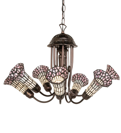 Stained Glass Pond Lily Seven Light Chandelier in Mahogany Bronze (57|251595)