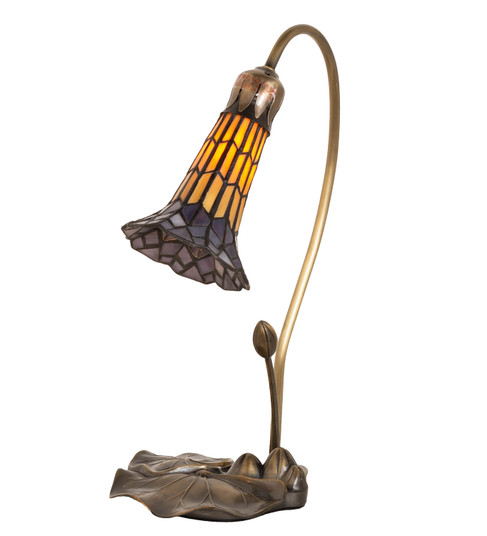 Stained Glass Pond Lily Accent Lamp in Antique Brass (57|251552)