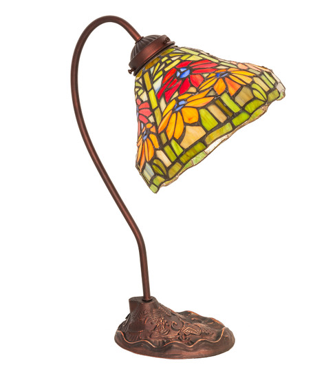 Tiffany Poinsettia One Light Desk Lamp in Mahogany Bronze (57|247784)
