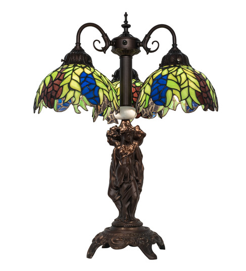 Tiffany Honey Locust Three Light Table Lamp in Mahogany Bronze (57|245478)