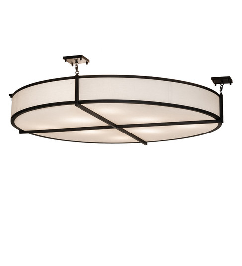 Cilindro Structure Eight Light Semi-Flushmount in Black Satin Wrought Iron (57|244734)