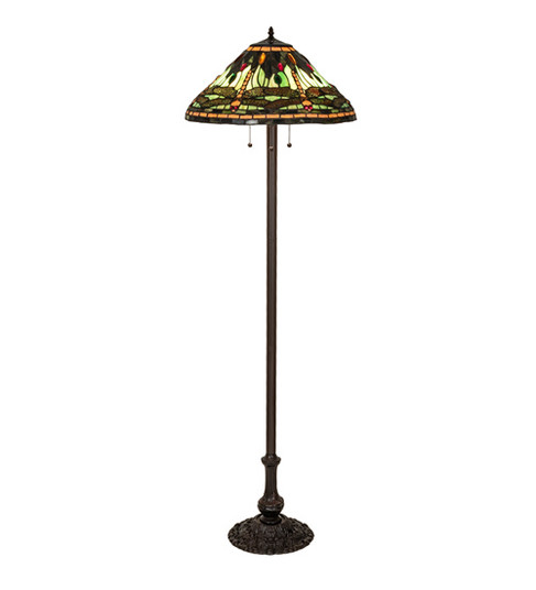 Tiffany Dragonfly Three Light Floor Lamp in Mahogany Bronze (57|242786)