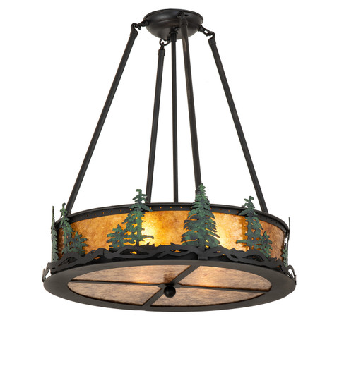 Tall Pines Four Light Semi-Flushmount in Textured Black/Green Trees (57|242026) Tall Pines Four Light Semi-Flushmount in Textured Black/Green Trees (57|242026)