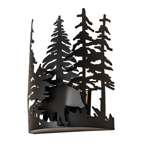 Bear Through The Trees One Light Wall Sconce in Black Satin Wrought Iron (57|241558)